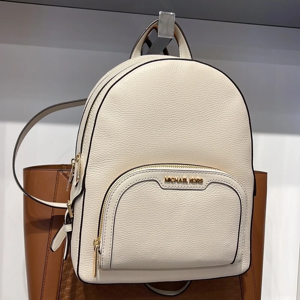 Michael Kors Cream Leather Mini Backpack with Gold Hardware